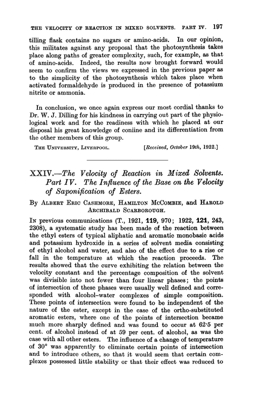 XXIV.—The velocity of reaction in mixed solvents. Part IV. The influence of the base on the velocity of saponification of esters