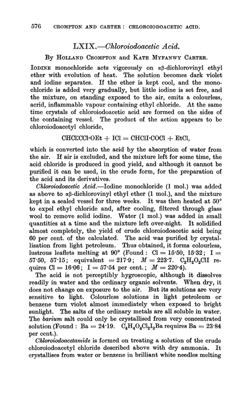 LXIX.—Chloroiodoacetic acid