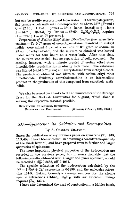 XC.—Spinacene: its oxidation and decomposition