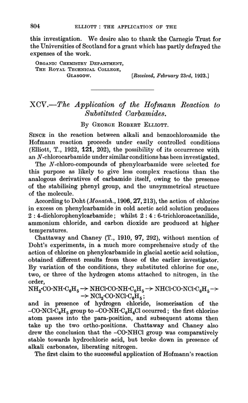XCV.—The application of the Hofmann reaction to substituted carbamides