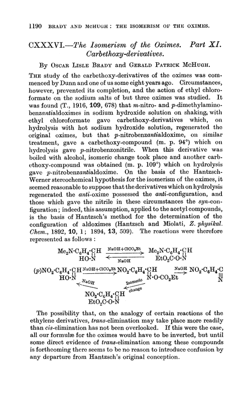 CXXXVI.—The isomerism of the oximes. Part XI. Carbethoxy-derivatives