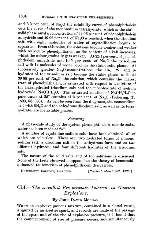 CLI.—The so-called pre-pressure interval in gaseous explosions