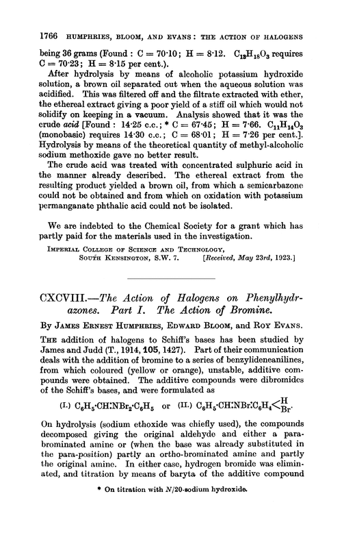 CXCVIII.—The action of halogens on phenylhydrazones. Part I. The action of bromine