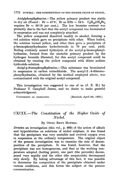 CXCIX.—The constitution of the higher oxide of nickel