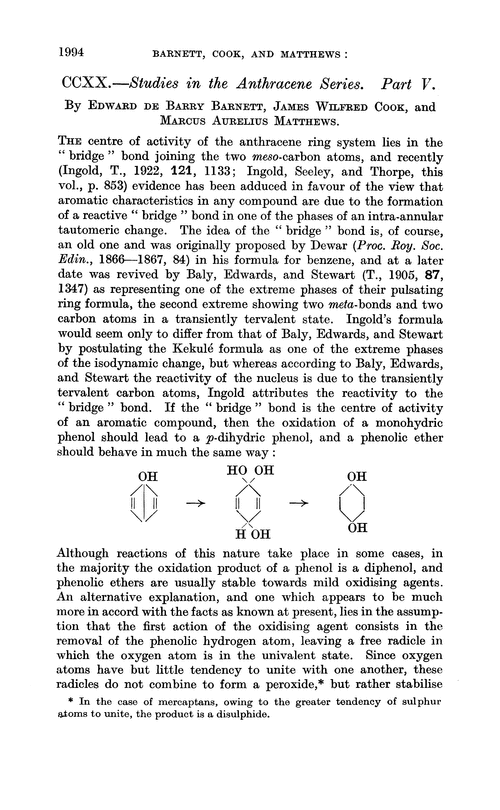 CCXX.—Studies in the anthracene series. Part V