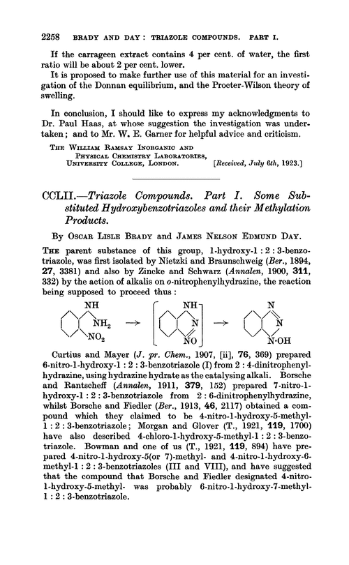 CCLII.—Triazole compounds. Part I. Some substituted hydroxybenzotriazoles and their methylation products