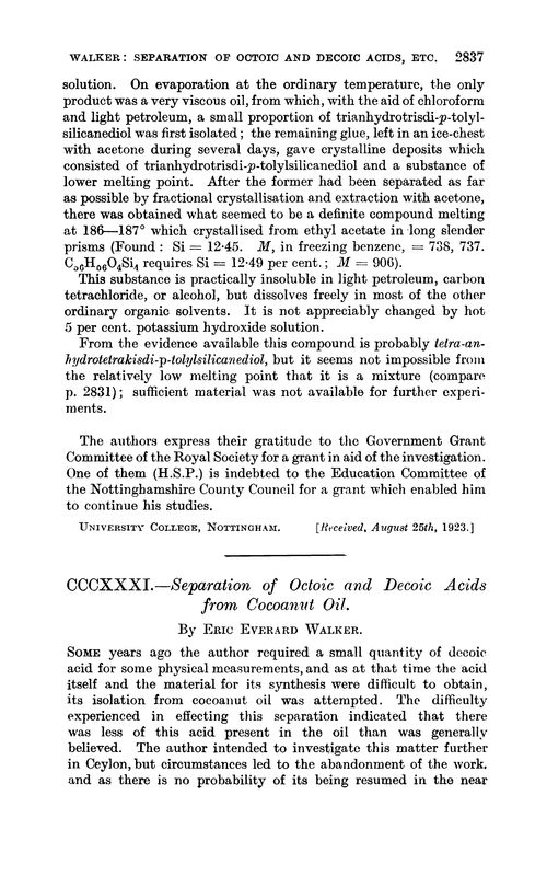 CCCXXXI.—Separation of ocloic and decoic acids from cocoanut oil