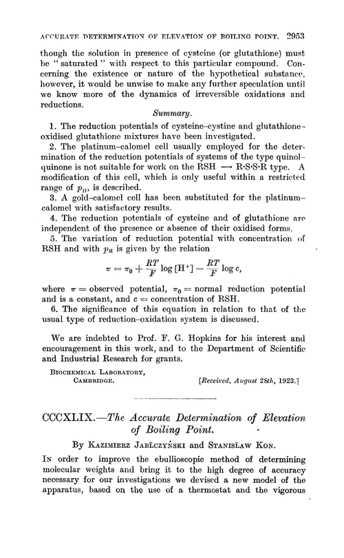 CCCXLIX.—The accurate determination of elevation of boiling point
