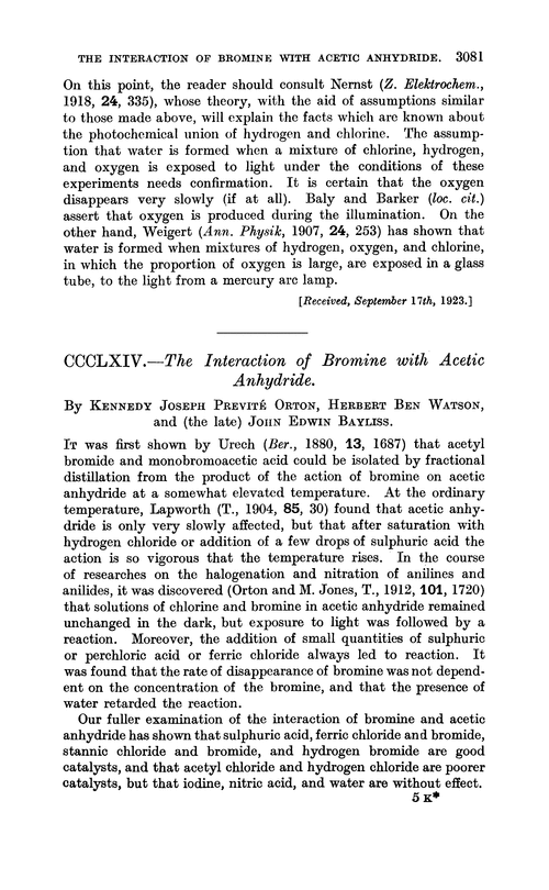 CCCLXIV.—The interaction of bromine with acetic anhydride