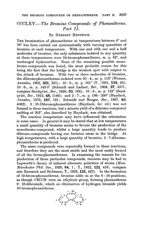 CCCLXV.—The bromine compounds of pheranthrene. Part II