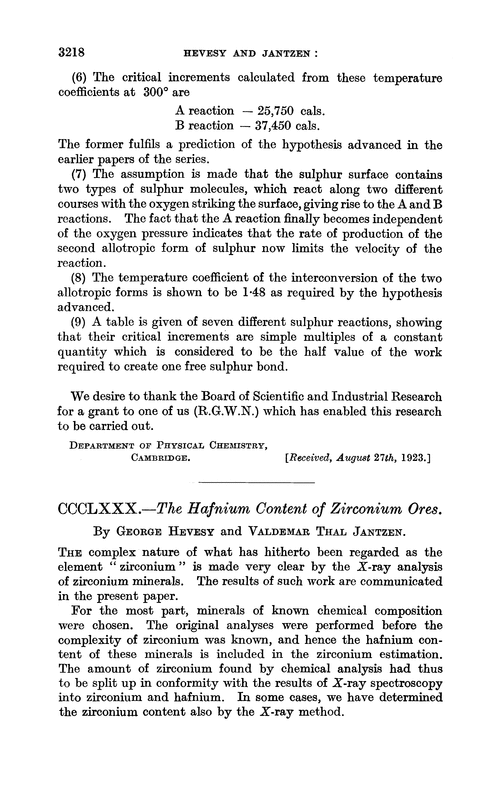 CCCLXXX.—The hafnium content of zirconium ores