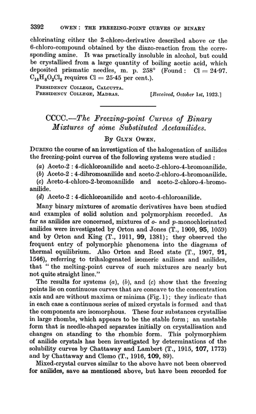 CCCC.—The freezing-point curves of binary mixtures of some substituted acetanilides