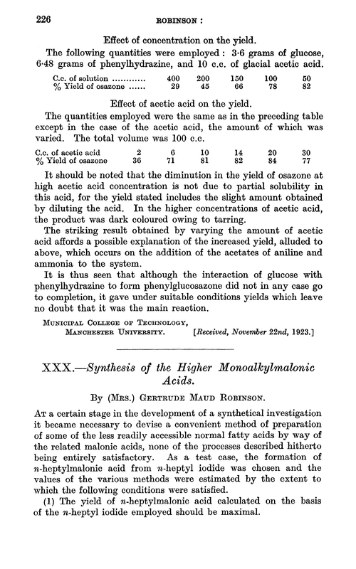 XXX.—Synthesis of the higher monoalkylmalonic acids
