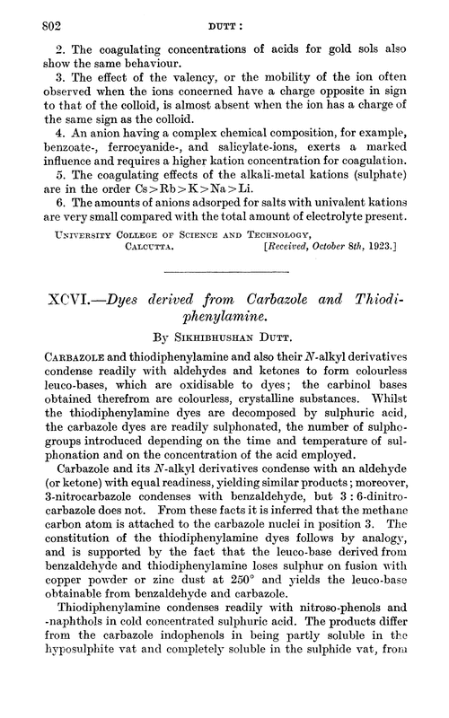XCVI.—Dyes derived from carbazole and thiodiphenylamine