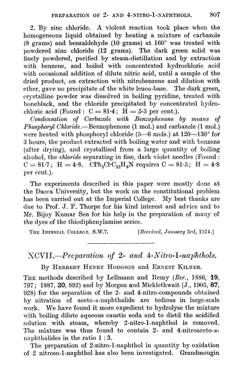 XCVII.—Preparation of 2- and 4-nitro-1-naphthols