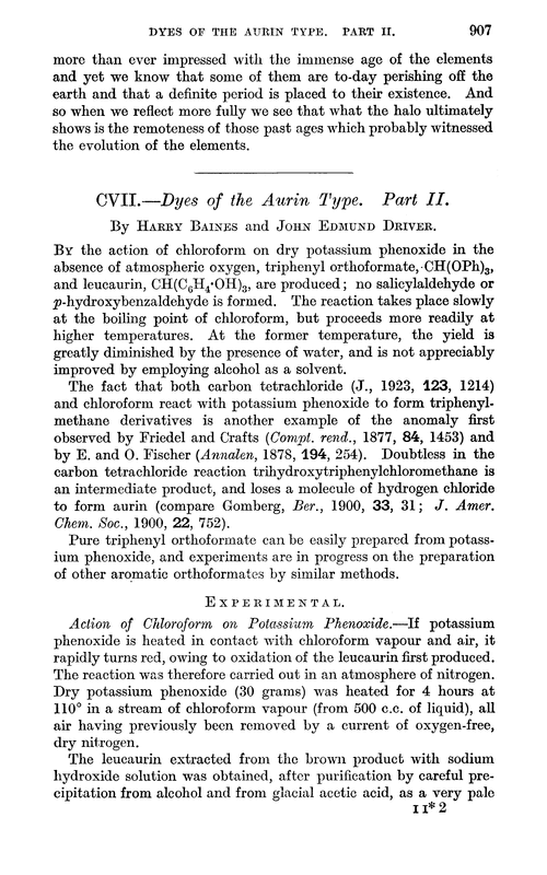 CVII.—Dyes of the aurin type. Part II