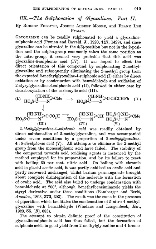 CX.—The sulphonation of glyoxalines. Part II