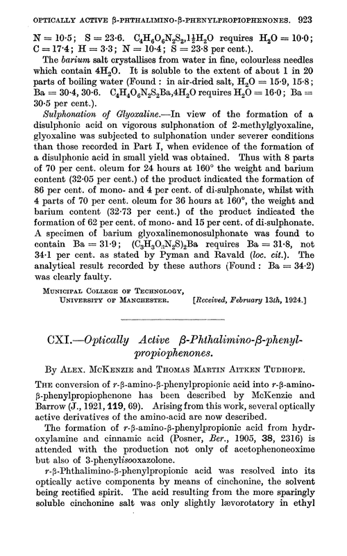 CXI.—Optically active β-phthalimino-β-phenylpropiophenones