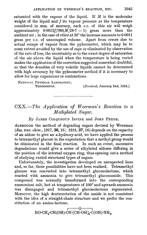 CXX.—The application of Weerman's reaction to a methylated sugar