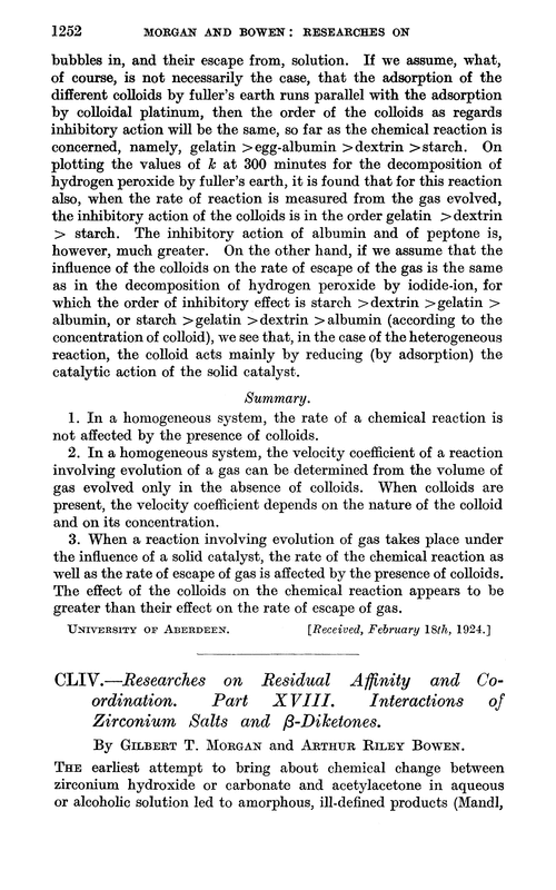 CLIV.—Researches on residual affinity and co-ordination. Part XVIII. Interactions of zirconium salts and β-diketones
