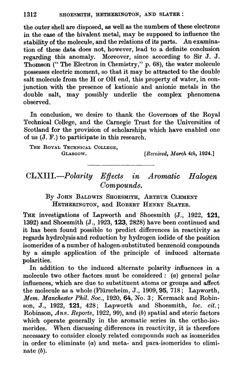 CLXIII.—Polarity effects in aromatic halogen compounds
