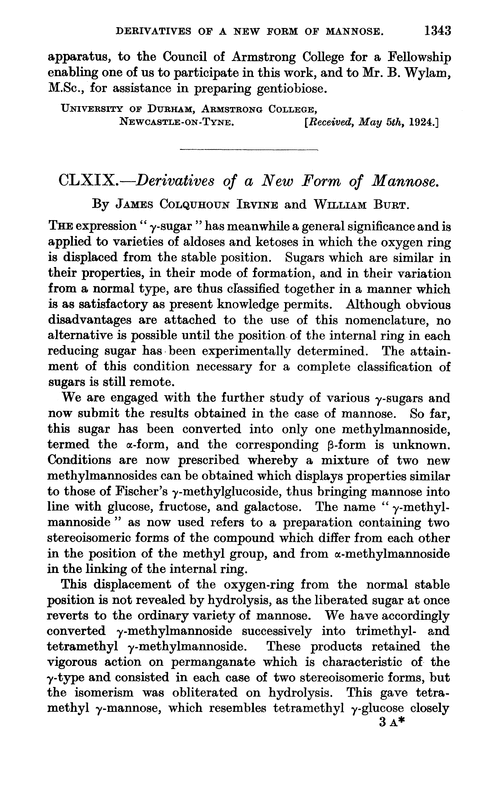 CLXIX.—Derivatives of a new form of mannose