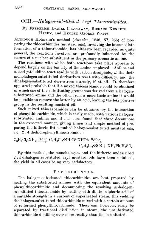CCII.—Halogen-substituted aryl thiocarbimides