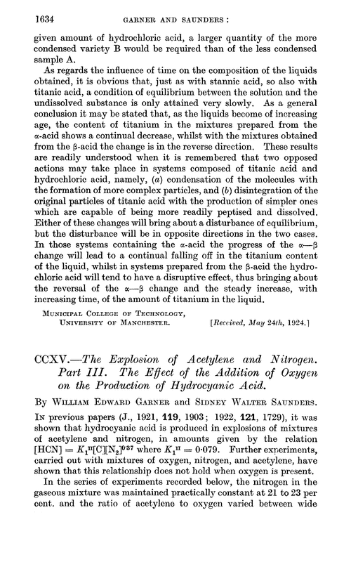 CCXV.—The explosion of acetylene and nitrogen. Part III. The effect of the addition of oxygen on the production of hydrocyanic acid