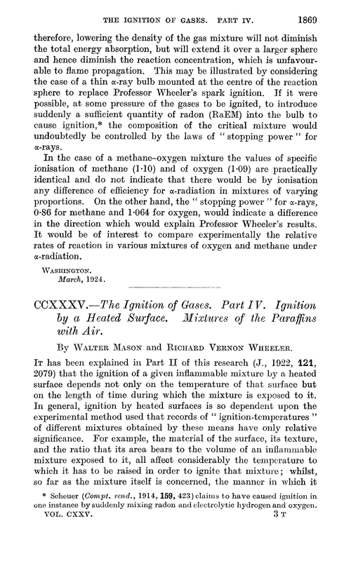 CCXXXV.—The ignition of gases. Part IV. Ignition by a heated surface. Mixtures of the paraffins with air