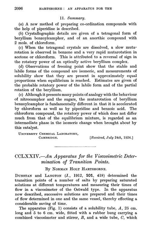 CCLXXIV.—An apparatus for the viscosimetric determination of transition points