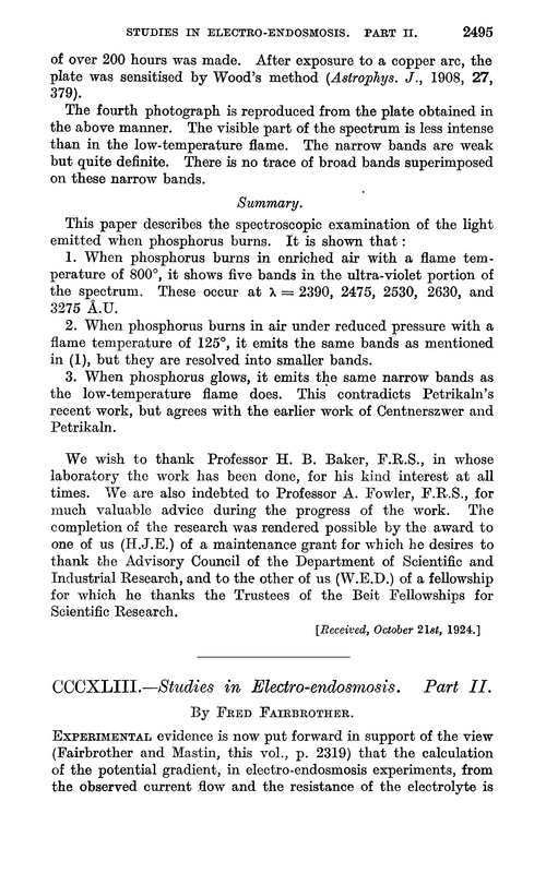 CCCXLIII.—Studies in electro-endosmosis. Part II