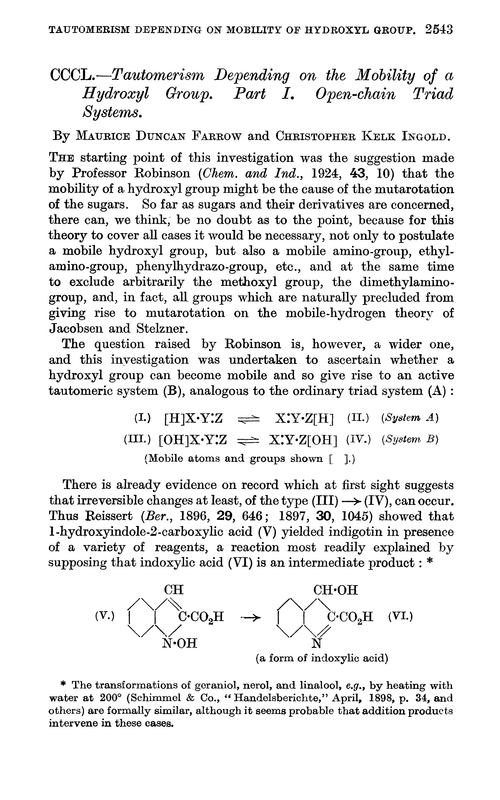 CCCL.—Tautomerism depending on the mobility of a hydroxyl group. Part I. Open-chain triad systems