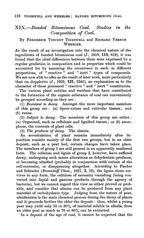 XIX.—Banded bituminous coal. Studies in the composition of coal