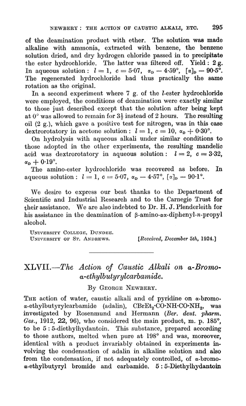 XLVII.—The action of caustic alkali on α-bromo-α-ethylbutyrylcarbamide