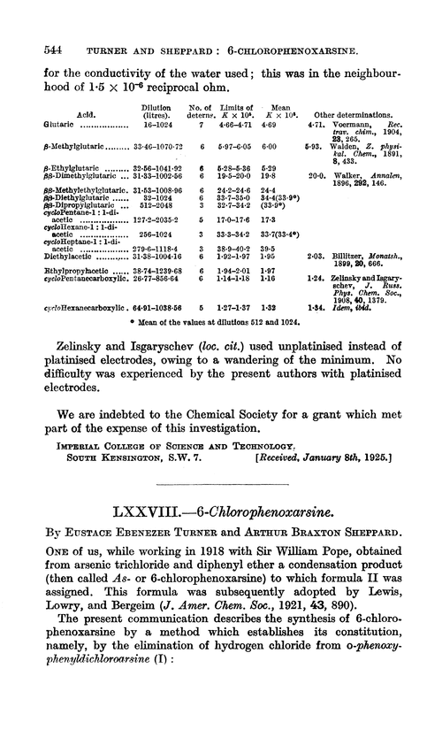 LXXVIII.—6-Chlorophenoxarsine