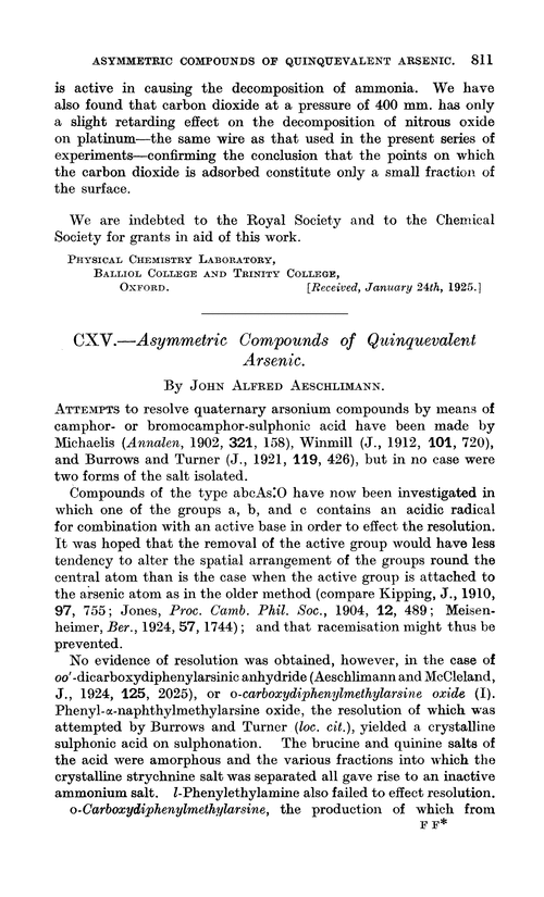 CXV.—Asymmetric compounds of quinquevalent arsenic