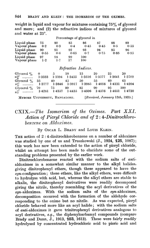 CXIX.—The isomerism of the oximes. Part XXI. Action of picryl chloride and of 2 : 4-dinitrochlorobenzene on aldoximes