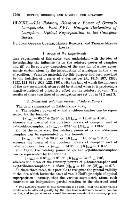 CLXXI.—The rotatory dispersive power of organic compounds. Part XVI. Halogen derivatives of camphor. Optical superposition in the camphor series