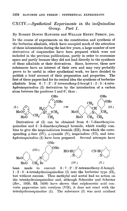 CXCIV.—Synthetical experiments in the isoquinoline group. Part I