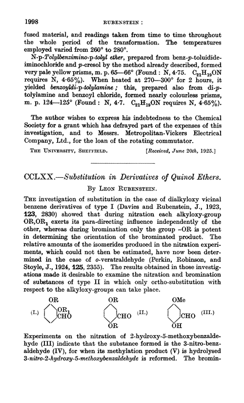 CCLXX.—Substitution in derivatives of quinol ethers