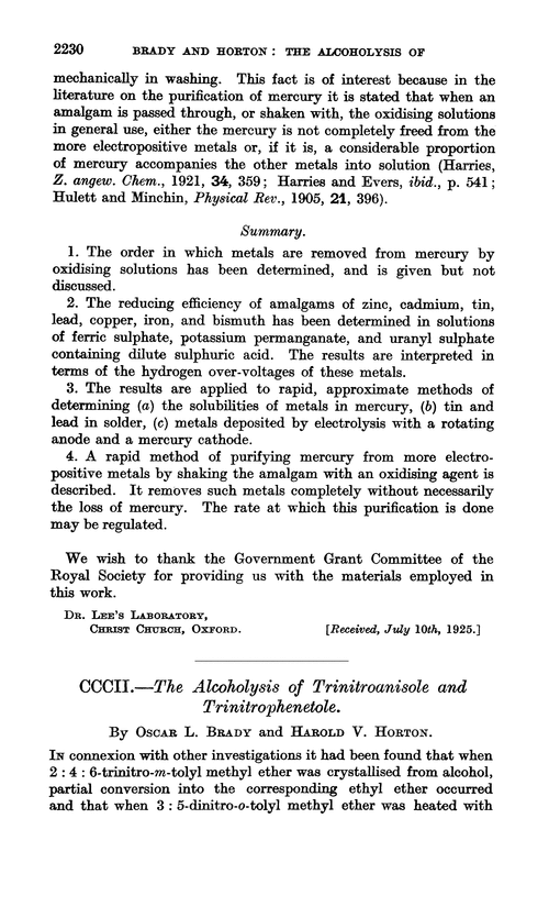 CCCII.—The alcoholysis of trinitroanisole and trinitrophenetole