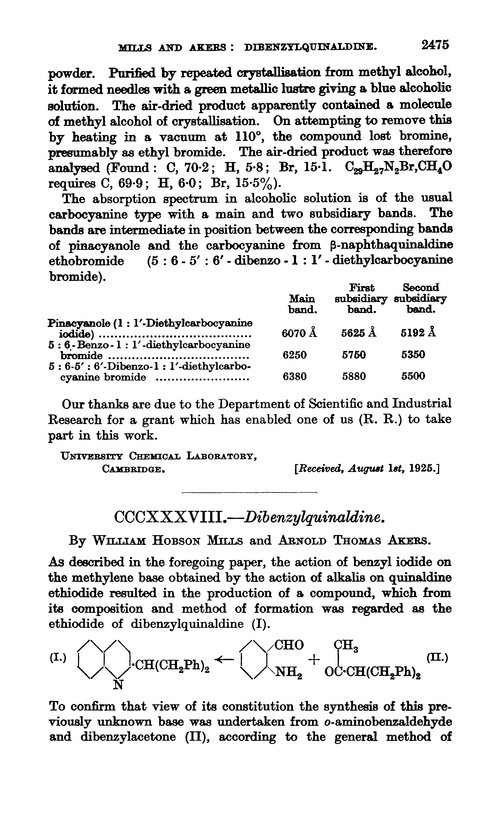 Cccxxxviii Dibenzylquinaldine Journal Of The Chemical Society
