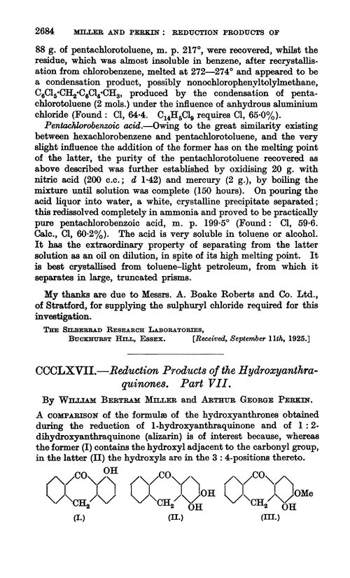 CCCLXVII.—Reduction products of the hydroxyanthraquinones. Part VII