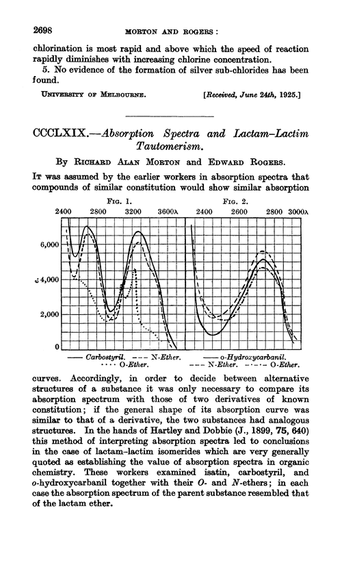 CCCLXIX.—Absorption spectra and lactam–lactim tautomerism