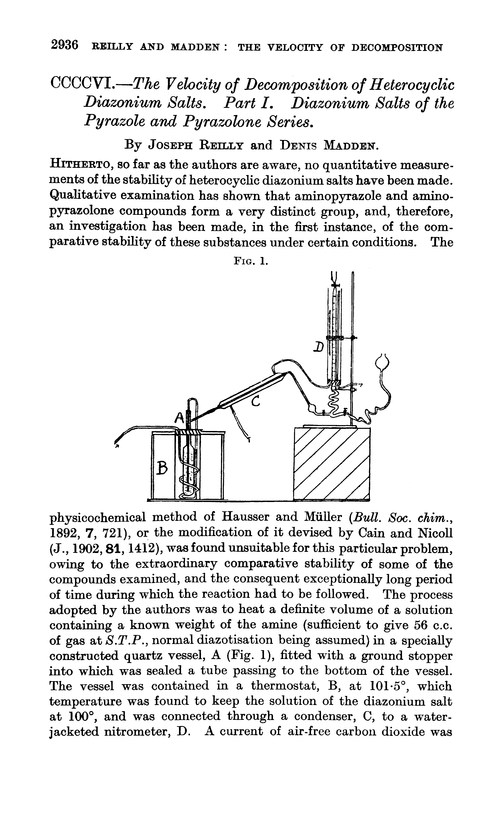 CCCCVI.—The velocity of decomposition of heterocyclic diazonium salts. Part I. Diazonium salts of the pyrazole and pyrazolone series