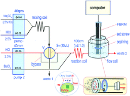 Graphical abstract: A flow-injection system exploiting focused beam reflectance applied to the determination of high concentrations of sulfate