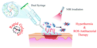 Graphical abstract: A reduced polydopamine nanoparticle-coupled sprayable PEG hydrogel adhesive with anti-infection activity for rapid wound sealing