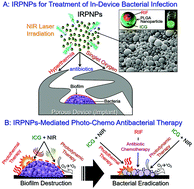 Graphical abstract: Engineered photo-chemical therapeutic nanocomposites provide effective antibiofilm and microbicidal activities against bacterial infections in porous devices