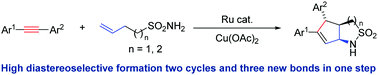 Graphical abstract: Ruthenium(ii)-catalyzed intermolecular annulation of alkenyl sulfonamides with alkynes: access to bicyclic sultams