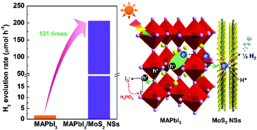 Graphical abstract: A noble-metal-free MoS2 nanosheet-coupled MAPbI3 photocatalyst for efficient and stable visible-light-driven hydrogen evolution